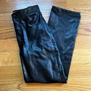 Abercrombie & fitch 90s straight ultra high rise black faux leather pants sz 26